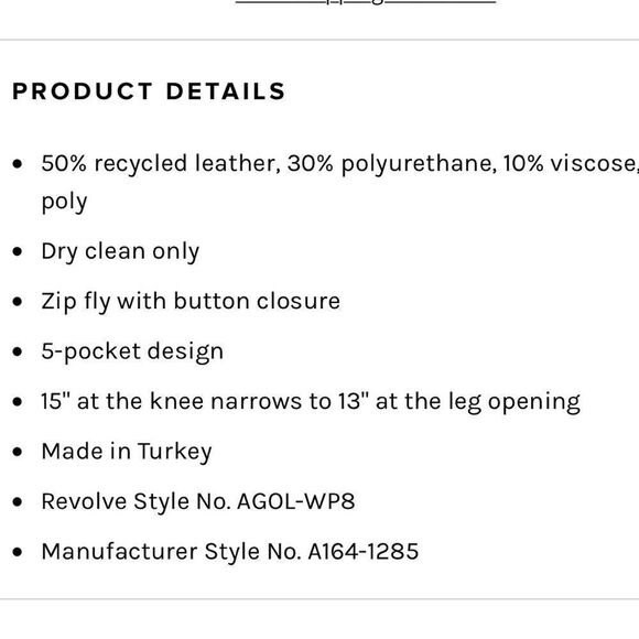 NWT Agolde Recycled Leather Fitted 90's Pants in Detox Size 30 - Picture 15 of 16